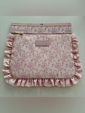 LoveShackFancy x Yoobi Coquette Bow Pink Ruffle Accessory Pouch
